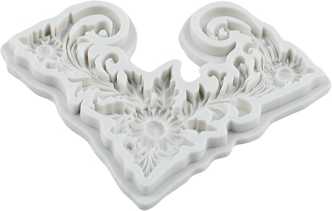 Baroque Polymer Clay Molds Curlicues Scroll Lace Silicone Mold Baroque Relief Flower Mold for Epoxy Resin Casting DIY Crafts Air Dry Polymer Crafts Supplies Clay Tools