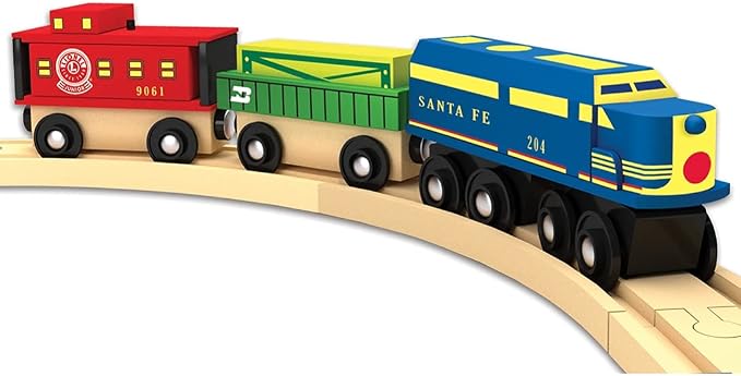 MasterPieces Wood Train Sets - Lionel Santa Fe Cargo 3 Piece Train Set - Officially Licensed Toddler & Kids Toy