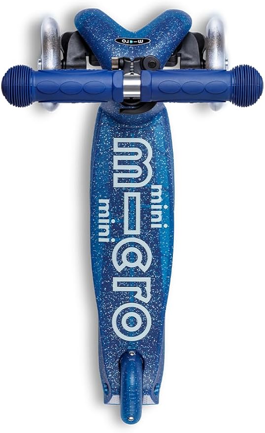 Micro Kickboard | Mini Deluxe Glitter LED Kids Scooter for Ages 2–5 | Children up to 110 lbs | 3 Wheel Lean-to-Steer Design | Adjustable T Bar | Motion-Activated PU LED Wheels | Swiss Design