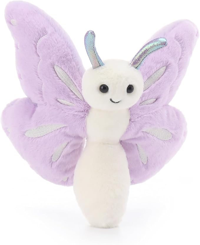 Apricot Lamb Purple Butterfly Stuffed Animals for Kids, Soft Cute Plush Toys for Baby Girl and Boy, 7.5 Inches