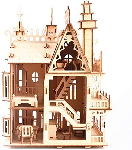 3D Puzzle House, Fantasy Villa Model Kit DIY Miniature Dolls House Kits Birthday Gift for Adults (Fantasy Villa)