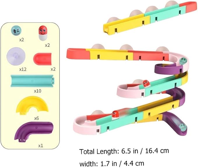 Rolling Run Building Track Toy Set for Kids - STEM Ball Drop Marble Blocks, DIY Wall Bath Maze Game Gifts for Toddler Boy Girl Age 3-8 Year Old