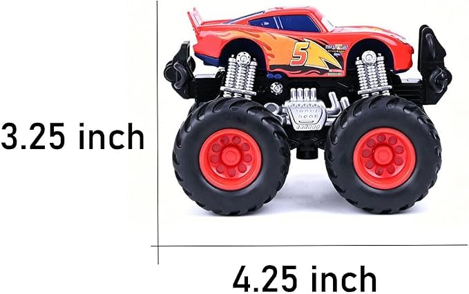 1/45 Die-Casting Cars Toys,Red Diecast Big Wheel Off-Road Friction Drive Metal Toy Cars for Boys