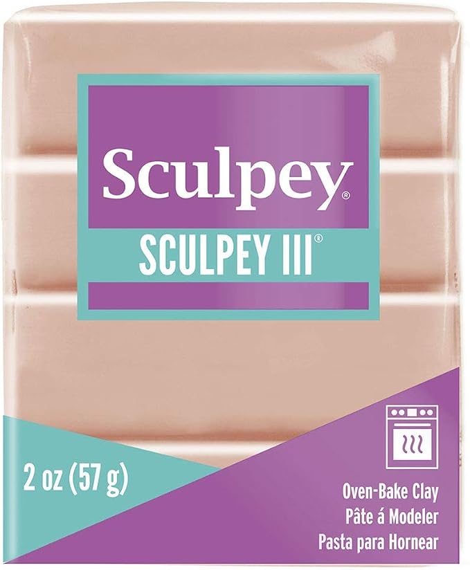 Sculpey III Polymer Oven-Bake Clay, Beige, Non Toxic, 2 oz. bar, Great for Modeling, Sculpting, Holiday, DIY, Mixed Media and School Projects.Great for Kids & Beginners!