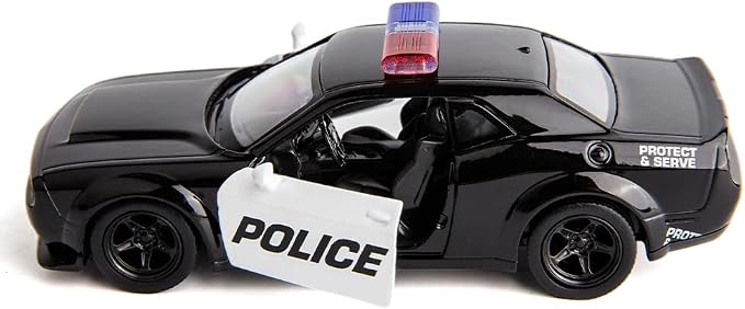 BDTCTK 1/36 Scale Challenger Police Car Model, Zinc Alloy Die-Cast Pull Back Vehicles Kid Toys for Boy Girl Gift (Black)
