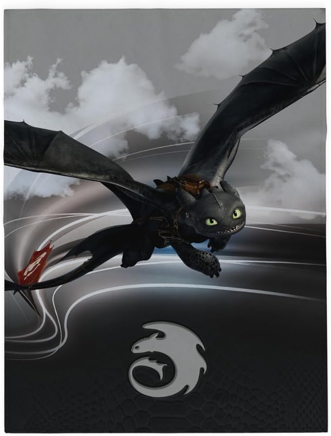 How to Train Your Dragon Toothless Kids Bedding Super Soft Plush Cozy Throw, 46 in x 60 in, (Officially Licensed Product) By Franco