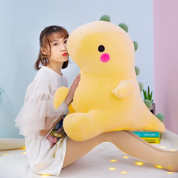 DUANMUL Cute Dinosaur Plush Toys Fat Dinosaur Stuffed Animals Toys Dolls Dinosaur Plush Toy Soft Stuffed Animal Dino Plushies Doll Cute Birthday Gifts for Kids Girls Boys (Yellow,19in)