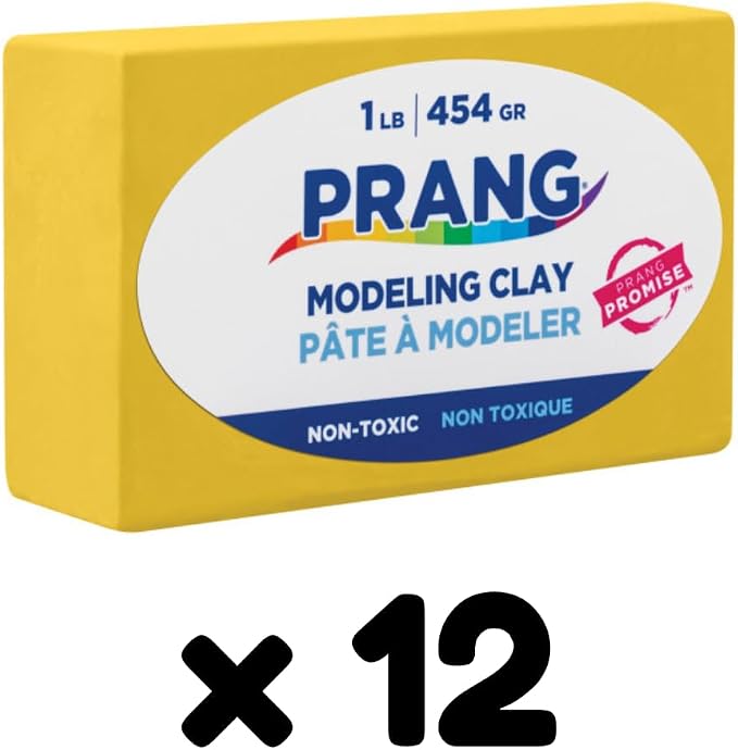 Prang Modeling Clay, Yellow, 1 lb. Block, Case of 12 Blocks, 192 oz. Total | Pliable, Non-Hardening, Non-Staining, Easy Clean-Up, Perfect for Preschool and Elementary Aged Children
