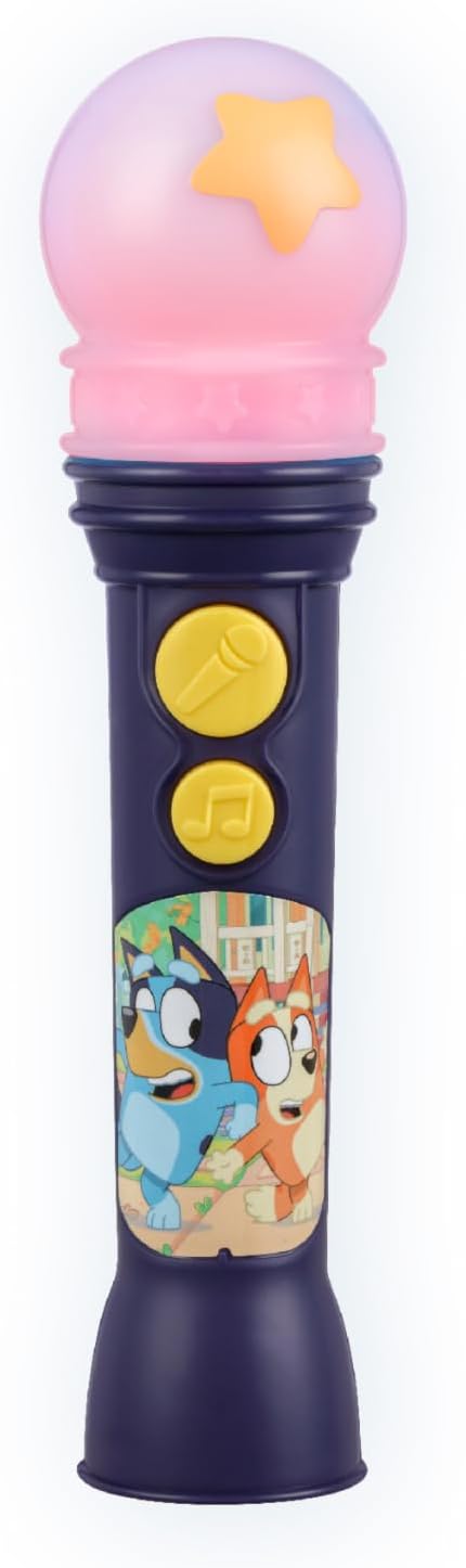 Bluey Toy Microphone for Kids, Includes Built-in Music and Lights, Ideal Toddler Toys (Bluey)