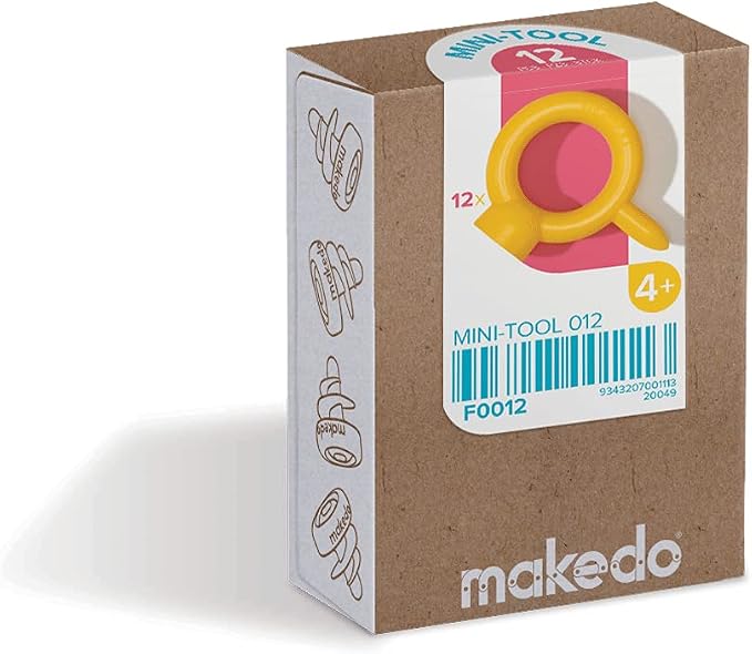 Makedo Mini-Tool 012 | STEM and STEAM Educational Toys for Kids | Upcycled Cardboard Construction Projects | at Home Play and Classroom Learning | 12 Piece Mini-Tool for Boys and Girls Age 4+