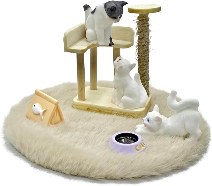 Dollhouse Cats w/ 1/12 Scale Accessories Mini Furniture Model Wooden Miniature