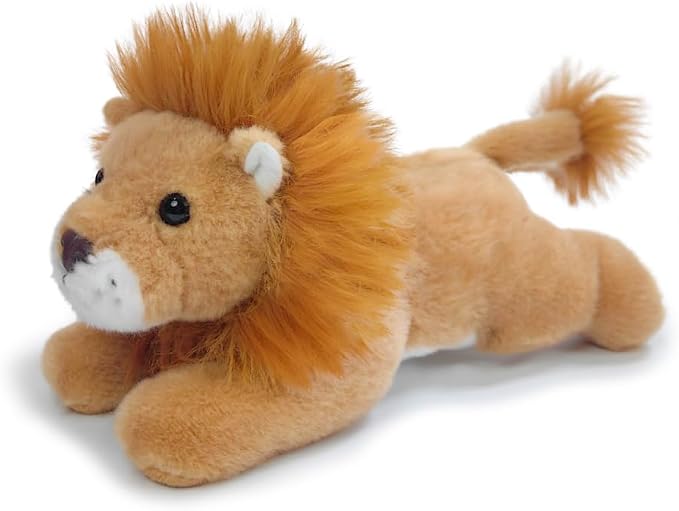 Lion Stuffed Animal for Kids,12 inch Realistic Animal Plush Toy Lying Down Posture Animals,Plush Cute Lion Gift for Boys Girls Adult Birthday Hug Teaching(L-Lion)