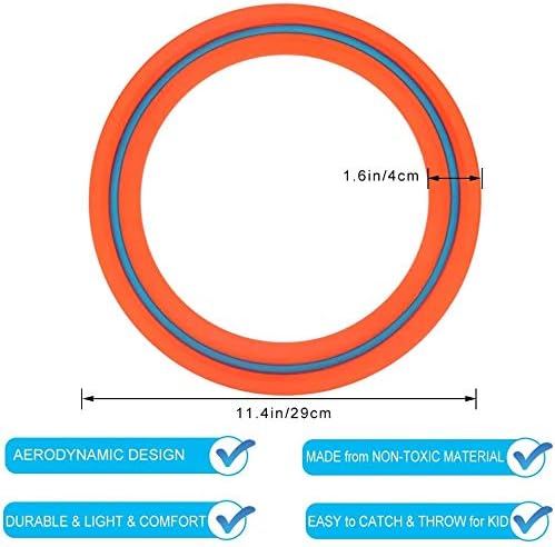 JEEFUD Flying Disc for Kids Adults 11 inch Flying Ring, 2 Pack Beach Backyard Sports Play Soft Discs, Sport Outdoor Tossing Toy Gift for 4+ Year Old Boys Girls Family