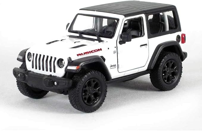 KiNSMART - Jeep Wrangler Rubicon Off Road 4x4 5 inch 1:34 Scale Die Cast Model Replica Toy Car (White Hardtop)