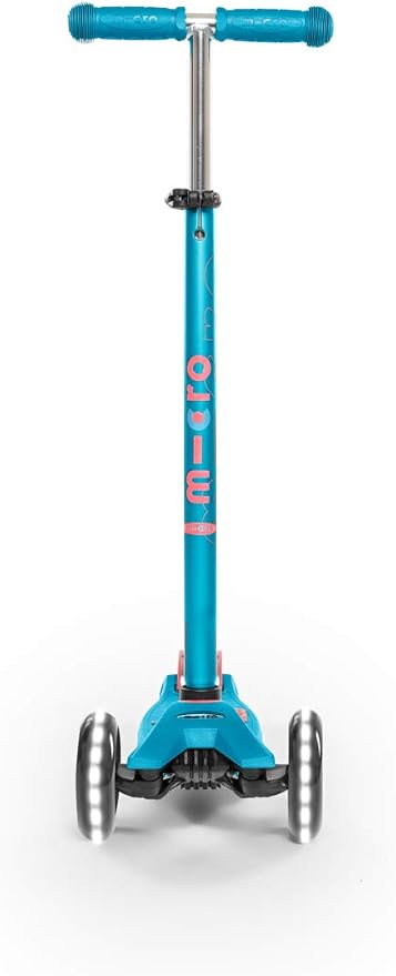 Micro Kickboard | Maxi LED Kids Scooter for Ages 5-12 | Children up to 110 lbs | 3 Wheel Lean-to-Steer Design | Adjustable T Bar | Smooth Ride, Motion Activated PU LED Wheels | Swiss Design