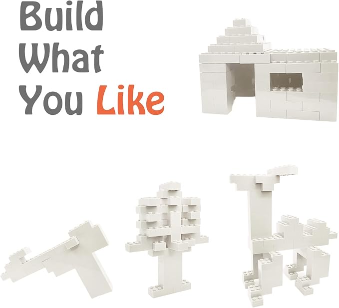HUIZDQ 200 Piece Classic Small Building Bricks, 2x4 Bulk Bricks STEM Creative Building Toys, White(Small Bricks, 1.25x0.62x0.47 in)
