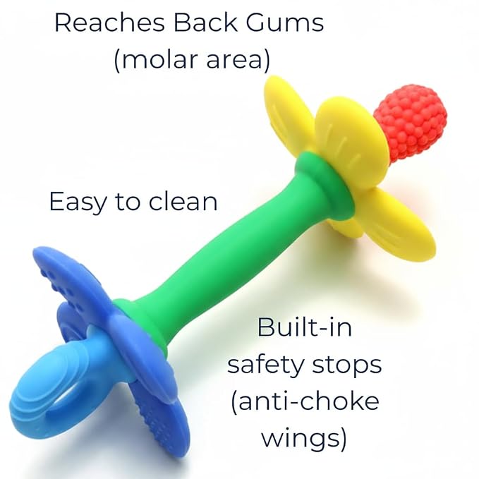 Silicone Teether Tube Stick for Babies – Textured Teething Toy with Grip Handle, Reaches Front Gums & Back Molars, BPA-Free, Easy to Hold