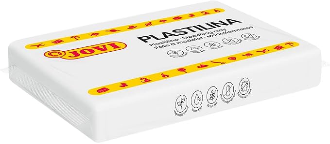 Jovi - Non Hardening Pre-Sculpt Clay, 3 Pounds Total, 4 White Bars, 0.77 lb Each, Professional Arts and Crafts, Non-Toxic and Gluten-Free Plasticine