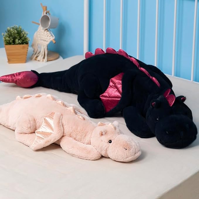 Weighted Dragon Stuffed Animal 43.3" 6.1Lbs, Large Black Weighted Plush Dragon Toy for Kids and Adults(2025 Weighted Version)