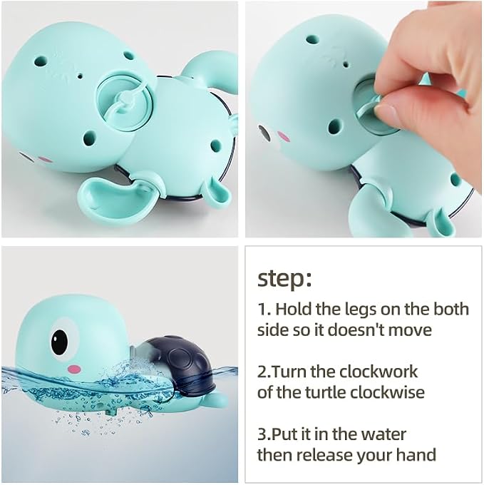 Bath Toy for Toddlers 6-12-18 Months, No-Hole Bathtub Toys with Baby Bath Animals, Wind-Up Turtles, Fishing Net & Storage Bag, Floating Toys for Toddlers 1-3 Year Old Boys Girls (11 Pack)
