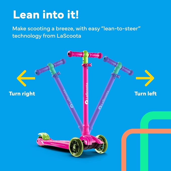 LaScoota 2-in-1 Kids Kick Scooter, Adjustable Height Handlebars and Removable Seat, 3 LED Lighted Wheels and Anti-Slip Deck, for Boys & Girls Aged 3-12 and up to 100 Lbs.