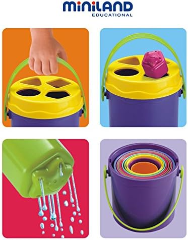 Miniland Sorting & Stacking Toys, Montessori for 1 Year Old, +2 Year Old Boy, 16 Pieces, Kids Cups, Baby Toys 1 Year Old, Shape Sorter | Giantte