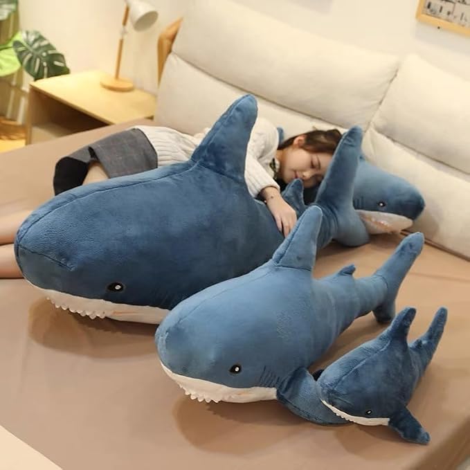 Ryttir 47.2 Inch XXL Giant Shark Stuffed Animals,Chubbier Shark Pillow Soft Shark Plush Shark Body Pillow Stuffed Shark Décor, Perfect Chrismas Stress Relief Gift for Kids Women