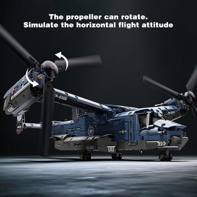 Chodia Military Helicopter Building Blocks Set,Fighter Jet Model Toys,V-22 Osprey Army Airplane Kits with Ratoting Propeller,STEM Christmas Xmas Birthday Gifts for Adult Boys Teens 8-14 14+(1486PCS)
