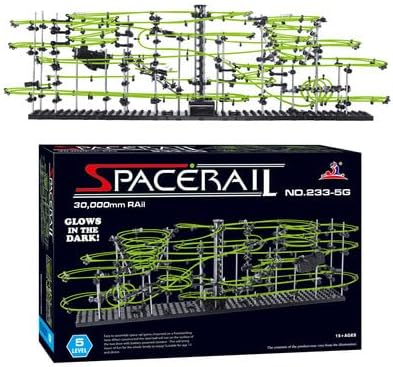 682pcs Level 3–8 Marble Roller Coaster Kit, 820+ PCS Glow-in-The-Dark Marble Run with Steel Balls – Luminous Rail Maze Building Toys, STEM Construction Set for Ages 14+ & Adults