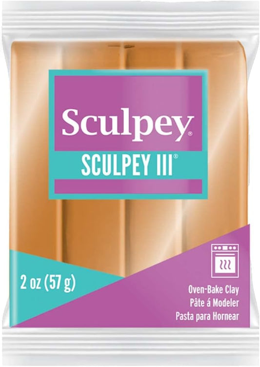 Sculpey III® Polymer Oven-Bake Clay, Gold, Non Toxic, 2 oz. bar, Great for Modeling, Sculpting, Holiday, DIY, Mixed Media and School Projects.Perfect for Kids & Beginners!