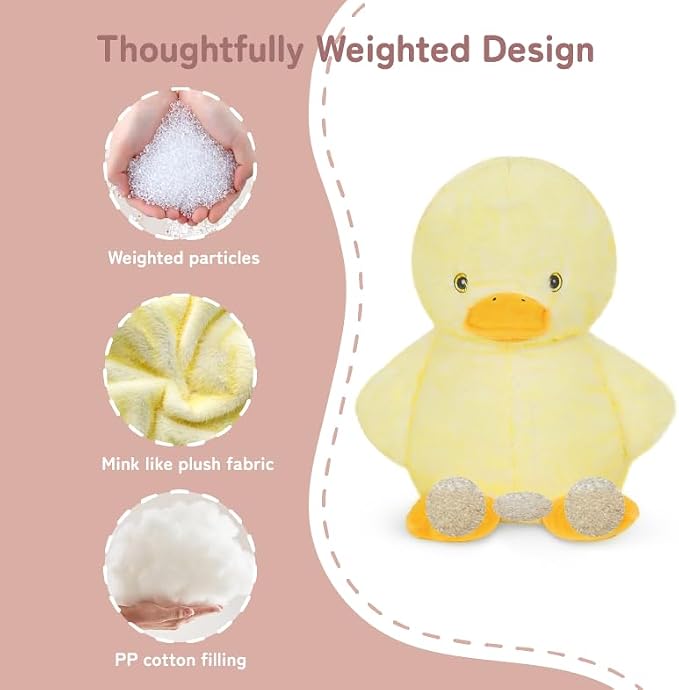 Niuniu Daddy 14" | 3.5 Pound Duck Weighted Stuffed Animal for Kids & Adults, Large Weighted Plushies Pillow for Sleeping and Calming, Cute Sitting Plush Toy Huggable Gift for Everyday Comfort