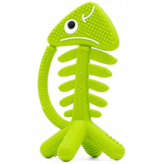 3 in 1 Infant Toys, Baby Teething Toys 3–6 6–12 Months, Teethers for Babies 0–3–6–12 Months for Teething Relief, Baby Gift, Baby Teether Toys, Silicone Sensory Toys, USA Patent Pending, Fish (Green)