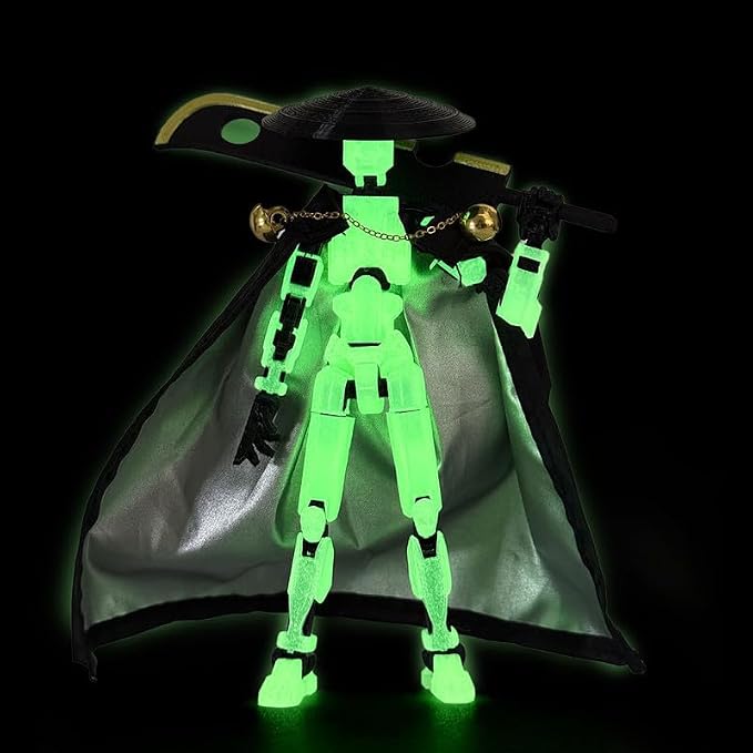 T13 Assembly Completed Action Figures,T-13 Action Figure, Robo 13 3D Printed Action Figure - The Ultimate Hero for Action-Packed Playtime,5.2 Inch, Green(Glows in The Dark)