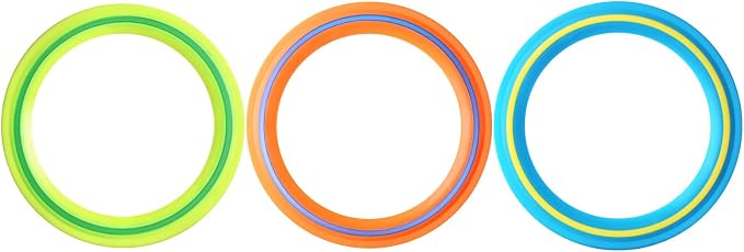 JEEFUD Flying Disc for Kids Adults 11 inch Flying Ring, 3 Pack Beach Backyard Sports Play Soft Discs, Sport Outdoor Tossing Toy Gift for 4+ Year Old Boys Girls Family 3PCS (Yellow，Orange & Turquoise)