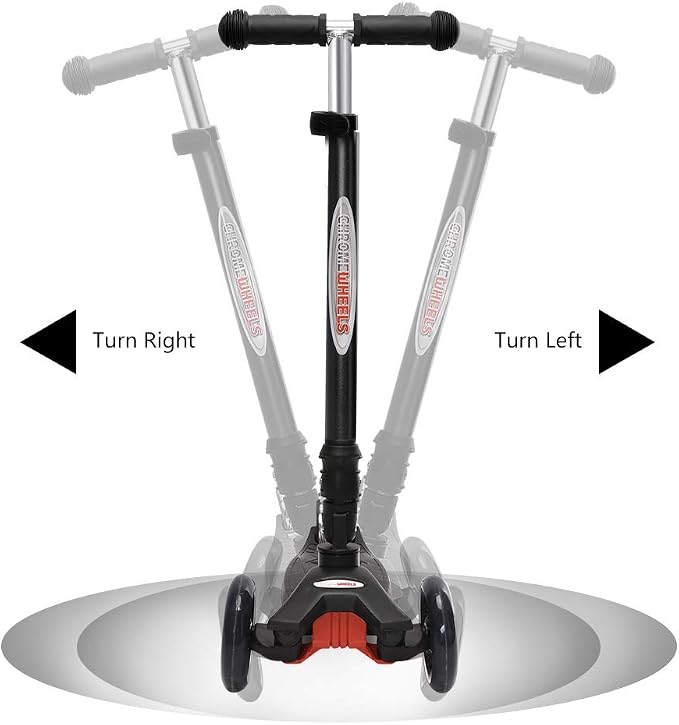 ChromeWheels Foldable Scooters for Kids, Deluxe Kick Scooter 4 Adjustable Height 132lbs Weight Limit 3 Wheel, Lean to Steer LED Light Up Wheels, Best Gifts for Girls Boys Age 3-12 Year Old