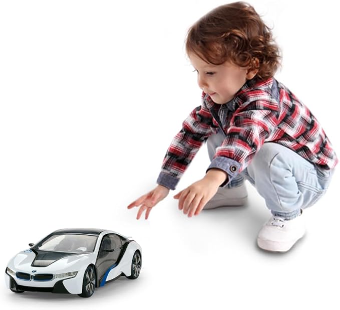 RASTAR BMW Toy Car, RC Cars 1/14 BMW i8 Remote Control Car for Kids, Interior Lights, White 2.4G