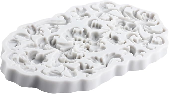 Baroque Polymer Clay Mold Curlicues Scroll Lace Silicone Molds Embossed Flower Mold for DIY Craft Epoxy Resin Casting Polymer Clay Tools Crafts Air Dry Jewelry Making