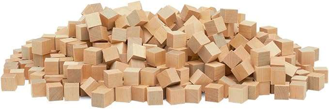 DIY Wooden Cubes 1/4-inch, Pack of 100 Small Blank Wooden Blocks, Unfinished Wood Blocks for Crafts, STEM, Dice, and Building Blocks for Stacking, by Woodpeckers