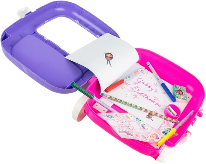 Innovative Designs Gabby’s Dollhouse Color and Roll Activity Set with Carrying Case, Stickers, & Art Supplies