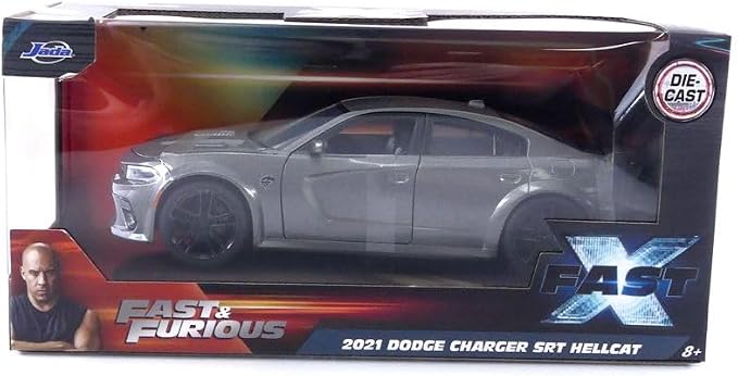 Jada Fast & Furious Fast X 1:24 Dom's 2021 Dodge Charger SRT Hellcat Die-Cast Car, Toys for Kids and Adults