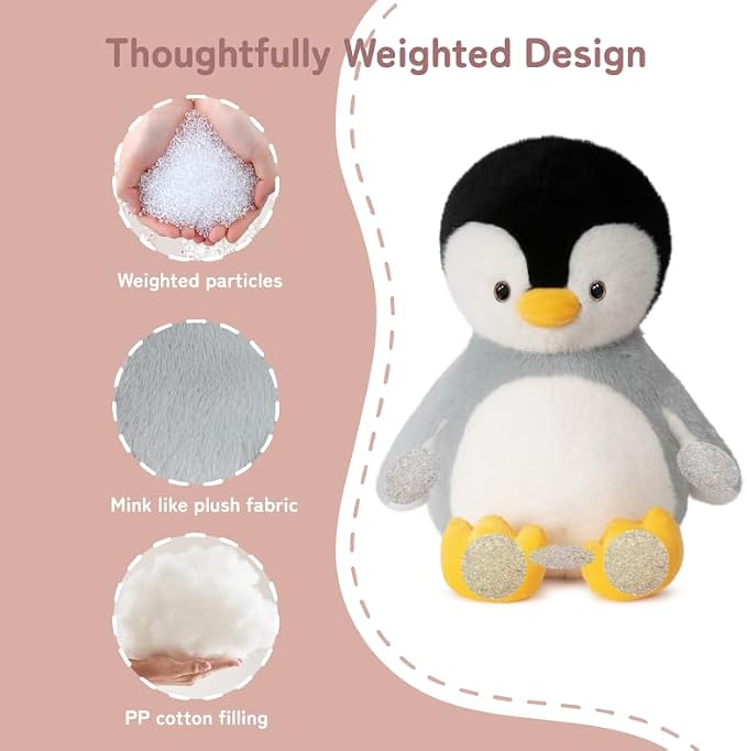 Niuniu Daddy 14" | 3.5 Pound Penguin Weighted Stuffed Animal for Kids & Adults, Large Plush Toy with Soft Fur, Weighted Plushies Pillow for Sensory Calm, Huggable Gift for Everyday Comfort