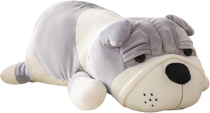 31.4 Inch Large Gray Bulldog Stuffed Animal,Big Stuffed Bulldog Plush Huggable Plush Dog for Cuddling,Jumbo Breed Sleep Companion Doll