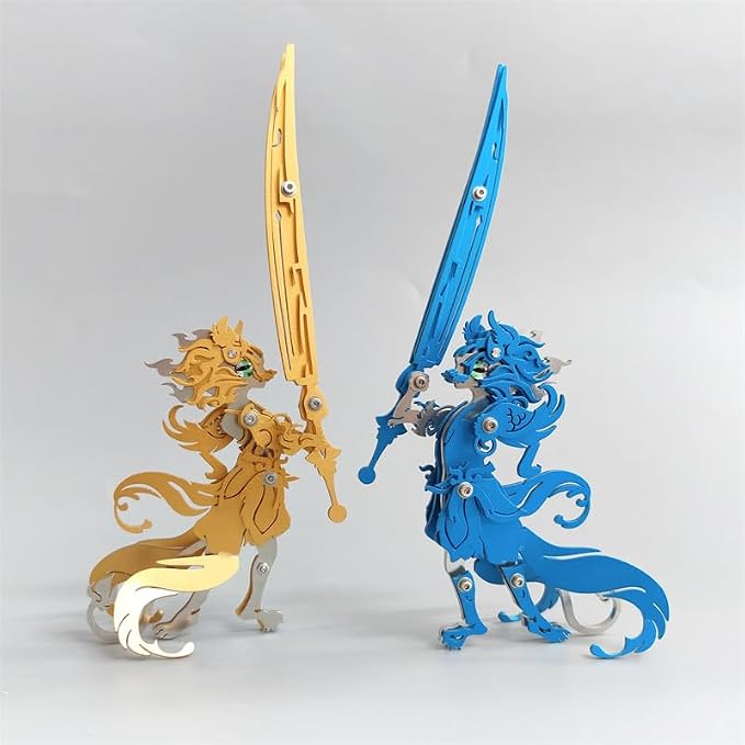 3D Metal Puzzles Toys The Meow Meow Family King and Princess Cat DIY Handmade Assembled Model Kits Ornaments Christmas New Year and Birthday Gifts for Adult (General Cat Blue)