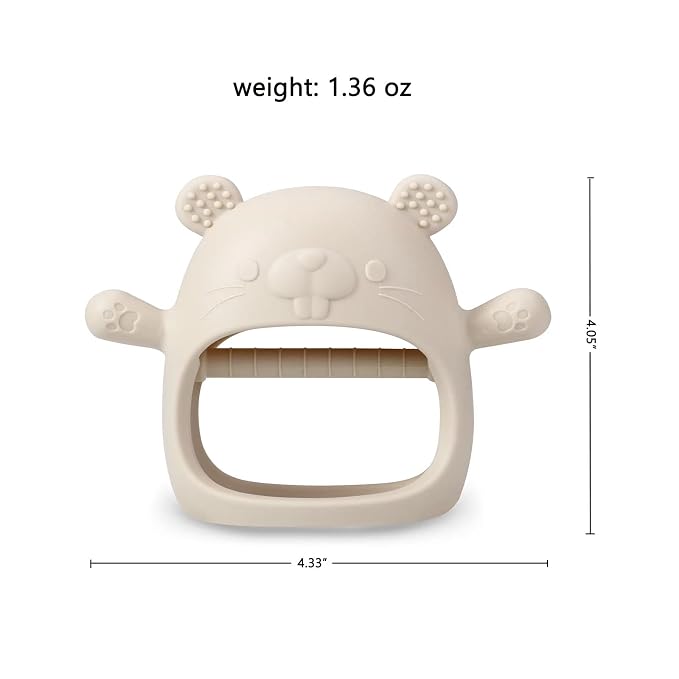 PandaEar 2 Pack Silicone Baby Teething Toys| Baby Hand Teether Mitten for Sucking Needs| Baby Chew Toys Hand Pacifier for Soothing Teething Pain Relief (White/Pink)