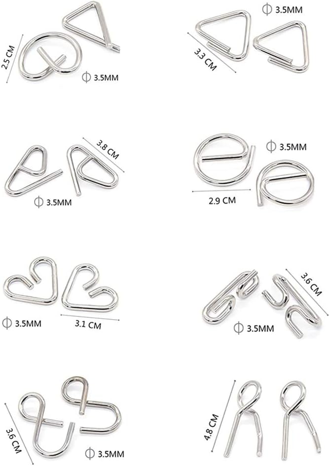 Bamboo 3D Puzzle Metal Brain Teasers Puzzles Mind Game Toys Set for Teens and Adults Pack of 12pcs