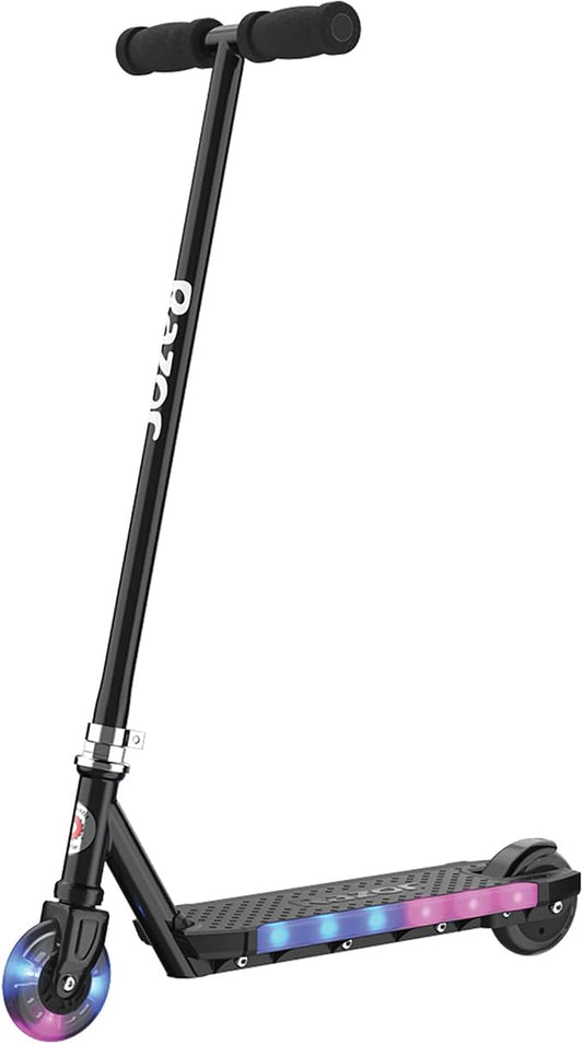 Razor Kick 2 Glow Steel Kick Scooter with Motion-Activated Light-Up LEDs for Children 5 and Up, Maximum Rider Weight of 143 Pounds, Black