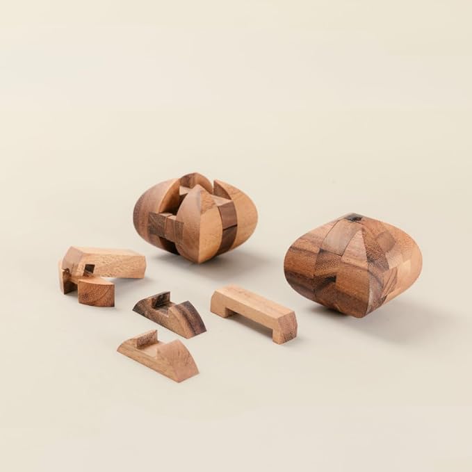 Ascher: 3D Wooden Puzzle Brain Teaser for Adults – Handcrafted Interlocking Logic Game – Unique STEM Gift & Desk Decor – Challenging Mental Puzzle by SiamMandalay