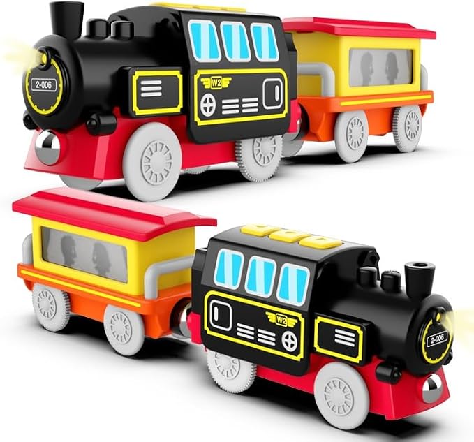 Steam Locomotive Electric Train Battery Operated Train for Wooden Track Toys for 3-7 Years Old Toddlers & Kids,Compatible with All Major Brands in Market (Battery not Included)
