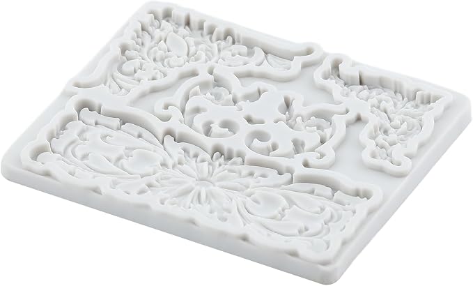 Baroque Curlicues Scroll Lace Silicone Molds Scroll Relief Flower Lace Filigree Polymer Clay Mold for DIY Crafts Epoxy Resin Casting Air Dry Polymer Clay Plaster Jewelry Making
