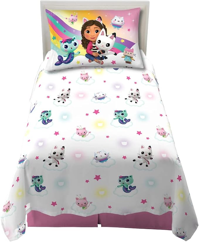 Franco DreamWorks Gabby's Dollhouse Kids Bedding Super Soft Sheet Set, 3 pcs, Twin